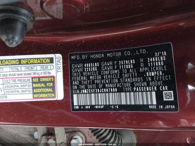 Aukcja sprzedaży 2018 Honda Clarity Plug-in Hybrid Touring, vin: JHMZC5F39JC007900, numer aukcji: 45045063