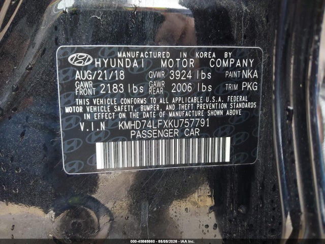 Hyundai ELANTRA SE 2019 KMHD74LFXKU757791 Image 9
