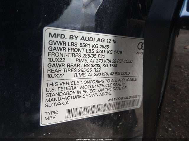 Aukcja sprzedaży 2020 Audi Q7 Prestige 55 Tfsi Quattro Tiptronic, vin: WA1VXAF74LD003213, numer aukcji: 45045091