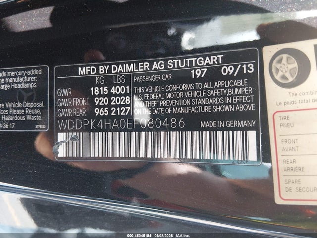 45045184 :رقم المزاد ، WDDPK4HA0EF080486 vin ، 2014 Mercedes-benz Slk 250 مزاد بيع