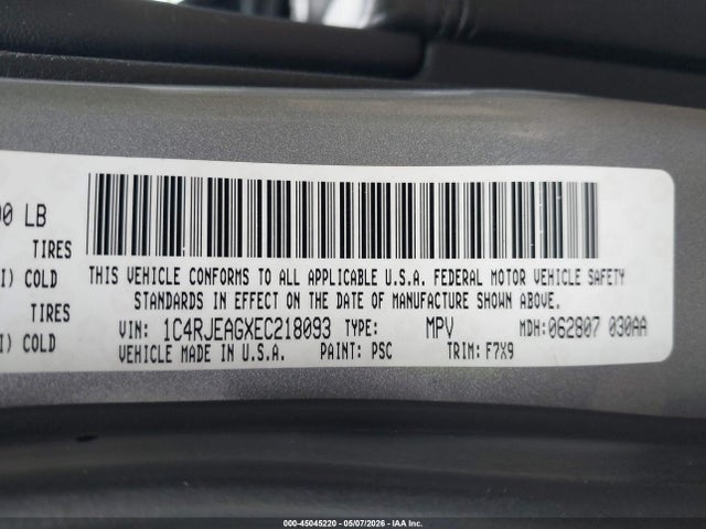 Aukcja sprzedaży 2014 Jeep Grand Cherokee Laredo, vin: 1C4RJEAGXEC218093, numer aukcji: 45045220