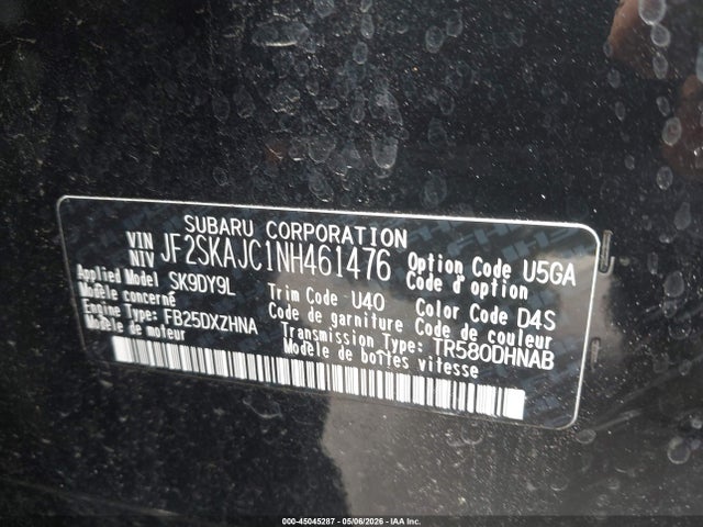 Aukcja sprzedaży 2022 Subaru Forester Sport, vin: JF2SKAJC1NH461476, numer aukcji: 45045287