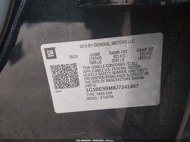 1G1BE5SM8J7241457 Chevrolet Cruze Lt Auto