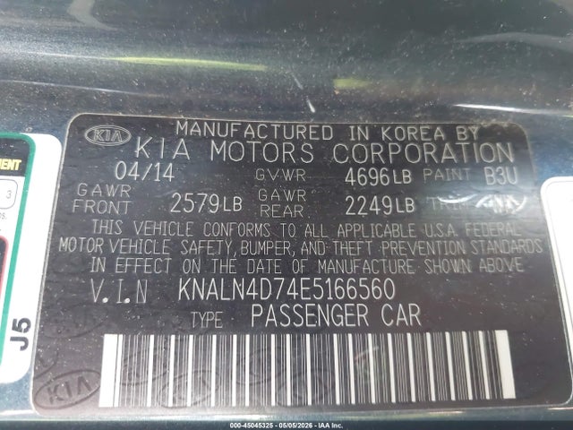 Продаж на аукціоні авто 2014 Kia Cadenza Premium, vin: KNALN4D74E5166560, номер лоту: 45045325