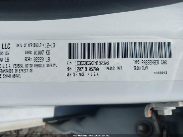 Продаж на аукціоні авто 2014 Chrysler 200 Limited, vin: 1C3CCBCGXEN192308, номер лоту: 45045363