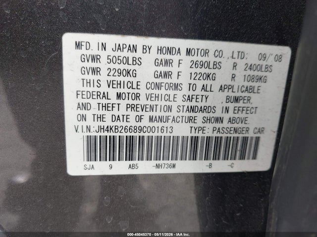 Продаж на аукціоні авто 2009 Acura Rl 3.7, vin: JH4KB26689C001613, номер лоту: 45045370