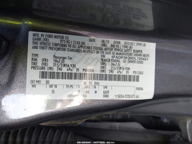 Продаж на аукціоні авто 2013 Ford Focus Se, vin: 1FADP3K29DL120421, номер лоту: 45045401