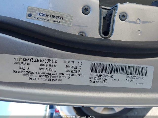Продажа на аукционе авто 2011 Dodge Caliber Mainstreet, vin: 1B3CB3HAXBD297023, номер лота: 45045452