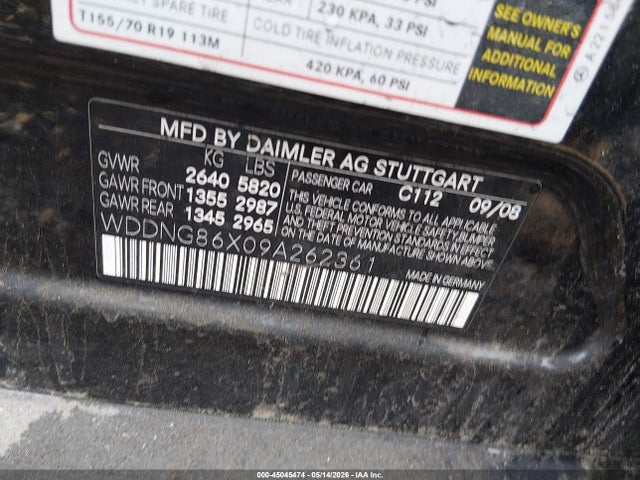 Aukcja sprzedaży 2009 Mercedes-benz S 550 4matic, vin: WDDNG86X09A262361, numer aukcji: 45045474