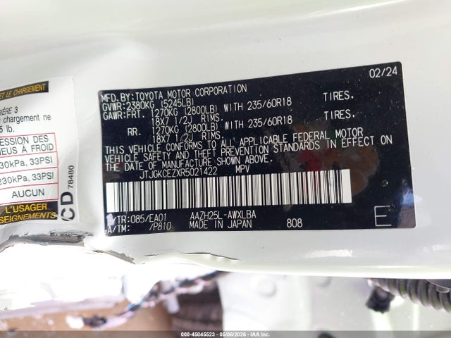 Продаж на аукціоні авто 2024 Lexus Nx 350h Premium, vin: JTJGKCEZXR5021422, номер лоту: 45045523