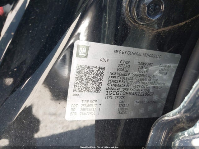 45045558 :رقم المزاد ، 1GCGTCEN4K1218967 vin ، 2019 Chevrolet Colorado Lt مزاد بيع