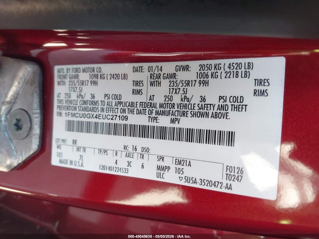 1FMCU0GX4EUC27109 Ford ESCAPE SE
