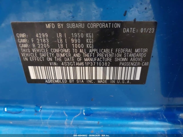 Aukcja sprzedaży 2023 Subaru Impreza Sport 5-door, vin: 4S3GTAM61P3710382, numer aukcji: 45045652