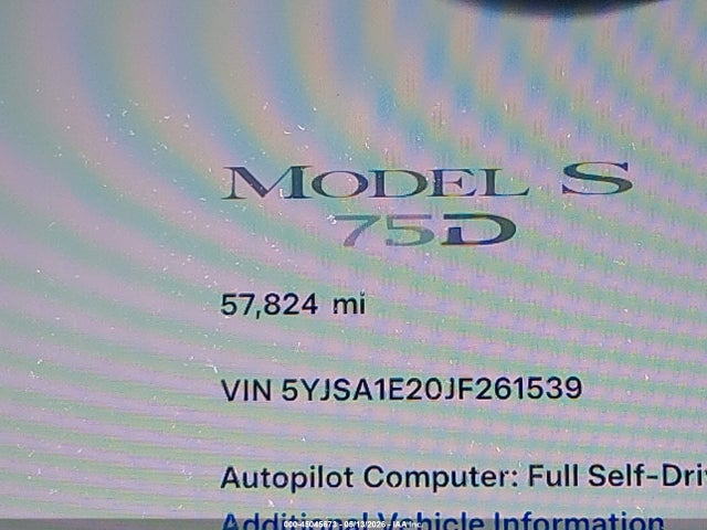 2018 Tesla Model S 100d/75d/p100d მანქანა იყიდება აუქციონზე, vin: 5YJSA1E20JF261539, აუქციონის ნომერი: 45045673