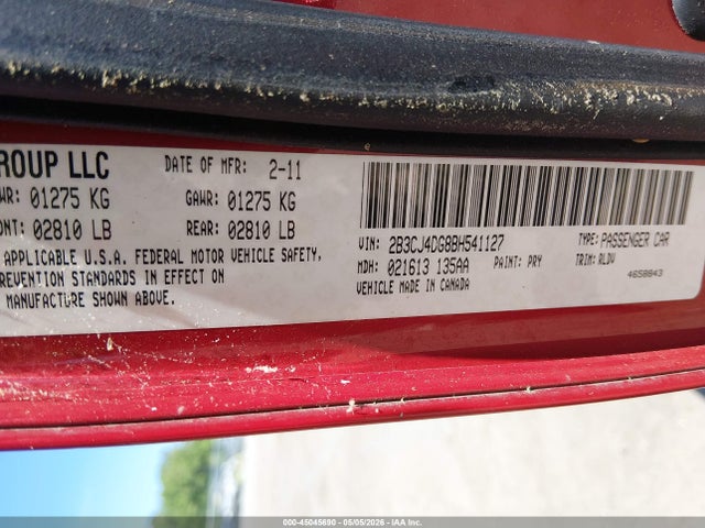 2011 Dodge Challenger მანქანა იყიდება აუქციონზე, vin: 2B3CJ4DG8BH541127, აუქციონის ნომერი: 45045690