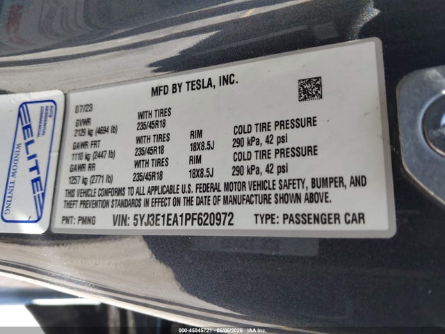 Tesla Model 3 Rear-wheel Drive 2023 5YJ3E1EA1PF620972 Image 9
