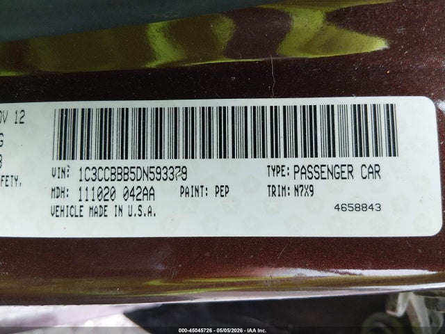 Aukcja sprzedaży 2013 Chrysler 200 Touring, vin: 1C3CCBBB5DN593379, numer aukcji: 45045726