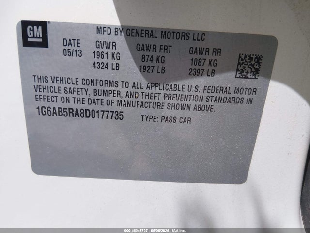 2013 Cadillac Ats Luxury მანქანა იყიდება აუქციონზე, vin: 1G6AB5RA8D0177735, აუქციონის ნომერი: 45045727