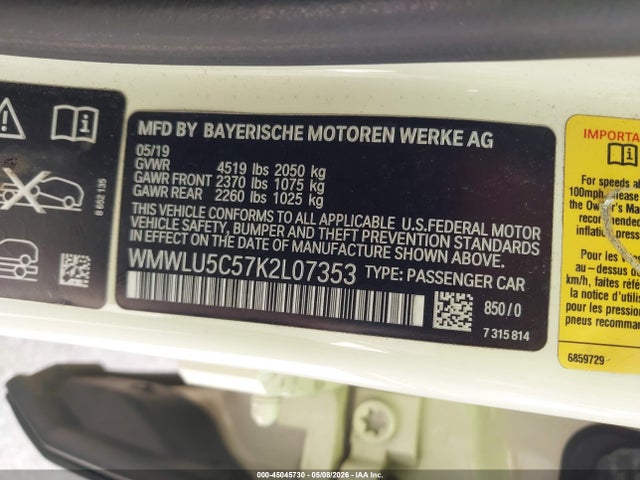 Продажа на аукционе авто 2019 Mini Clubman Cooper S, vin: WMWLU5C57K2L07353, номер лота: 45045730