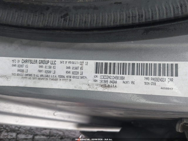 Продажа на аукционе авто 2013 Dodge Avenger Se V6, vin: 1C3CDZAG1DN581880, номер лота: 45045746