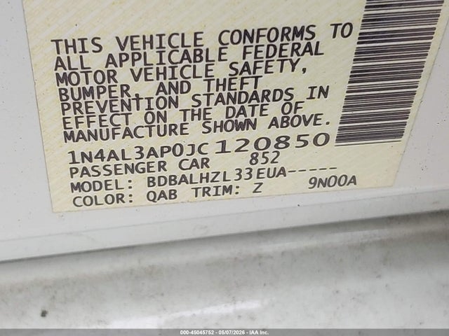 Nissan Altima 2.5 Sr 2018 1N4AL3AP0JC120850 Image 9