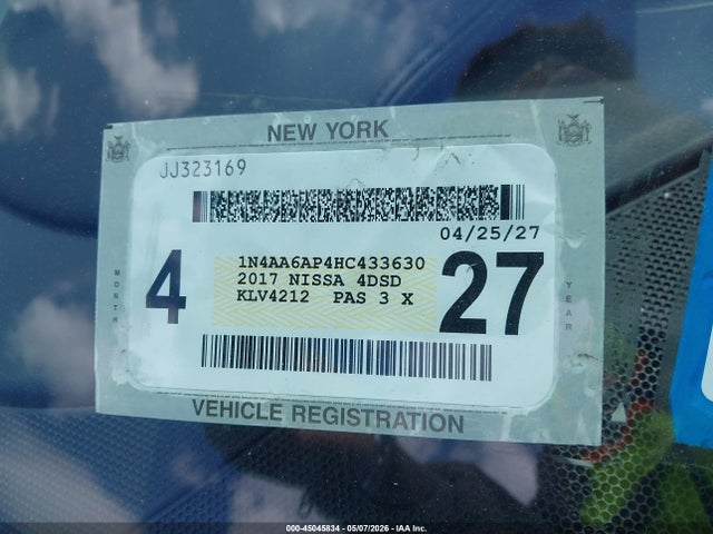 45045834 :رقم المزاد ، 1N4AA6AP4HC433630 vin ، 2017 Nissan Maxima 3.5 S مزاد بيع