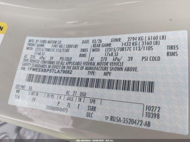 Продаж на аукціоні авто 2026 Ford Bronco Outer Banks, vin: 1FMEE8BP5TLA79082, номер лоту: 45045844