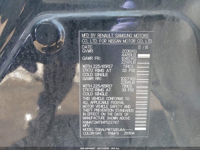 Продаж на аукціоні авто 2017 Nissan Rogue S, vin: KNMAT2MT1HP522747, номер лоту: 45045847