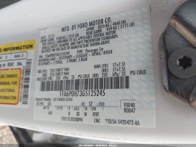 Продажа на аукционе авто 2016 Ford Fusion Se, vin: 1FA6P0H73G5125245, номер лота: 45045863