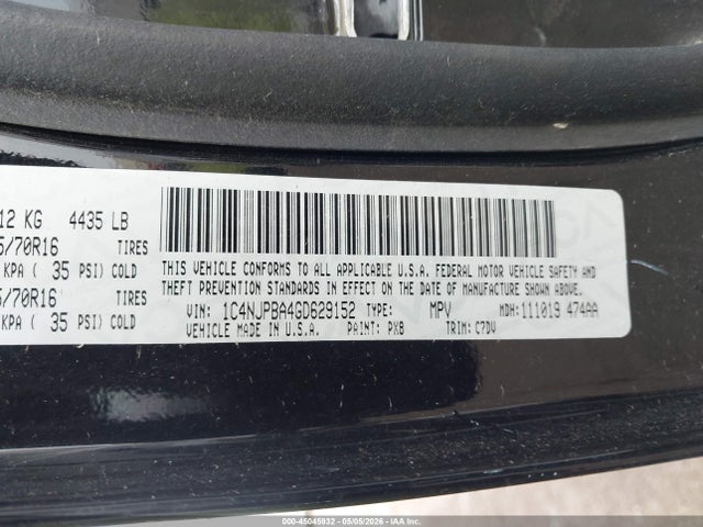 45045932 :رقم المزاد ، 1C4NJPBA4GD629152 vin ، 2016 Jeep Patriot Sport مزاد بيع