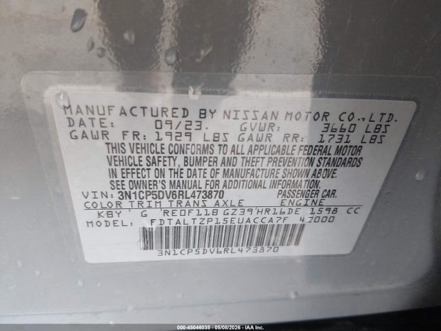 3N1CP5DV6RL473870 Nissan Kicks Sr Xtronic Cvt