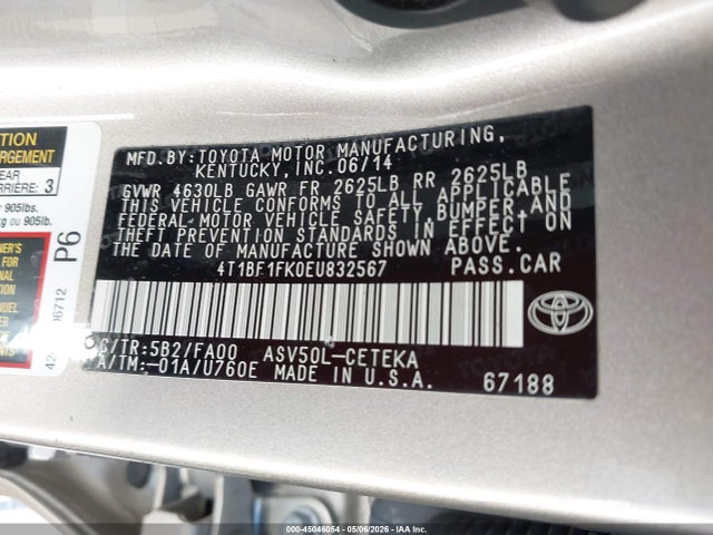 Aukcja sprzedaży 2014 Toyota Camry L, vin: 4T1BF1FK0EU832567, numer aukcji: 45046054