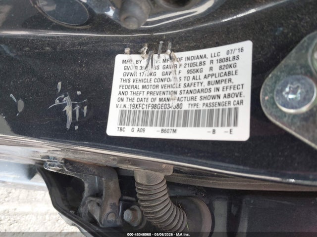 19XFC1F98GE034380 Honda Civic Touring