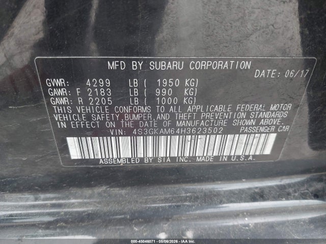 Aukcja sprzedaży 2017 Subaru Impreza 2.0i Sport, vin: 4S3GKAM64H3623502, numer aukcji: 45046071