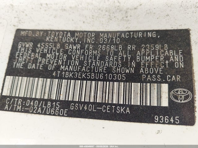 Aukcja sprzedaży 2011 Toyota Camry Se V6, vin: 4T1BK3EK5BU610305, numer aukcji: 45046087
