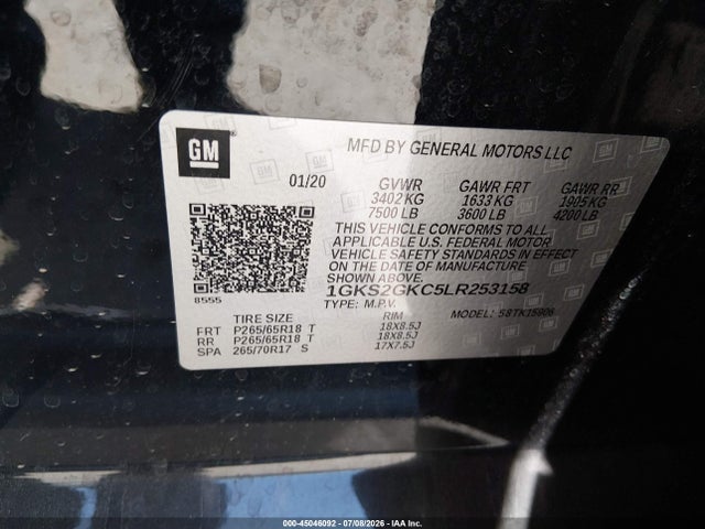 1GKS2GKC5LR253158 GMC Yukon Xl K1500 Slt