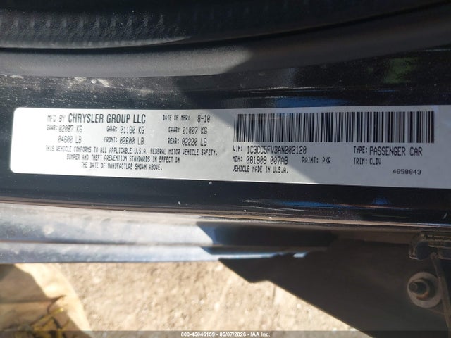 Aukcja sprzedaży 2010 Chrysler Sebring Limited, vin: 1C3CC5FV3AN202120, numer aukcji: 45046159