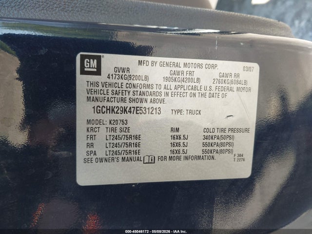 Продажа на аукционе авто 2007 Chevrolet Silverado 2500hd Lt1, vin: 1GCHK29K47E531213, номер лота: 45046172