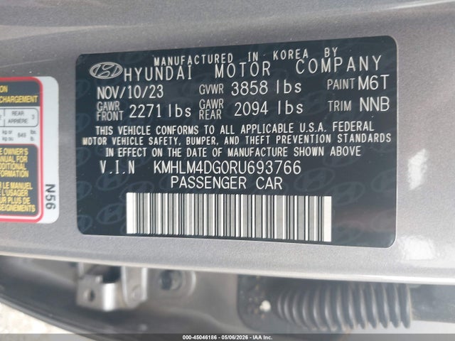 Продажа на аукционе авто 2024 Hyundai Elantra Sel, vin: KMHLM4DG0RU693766, номер лота: 45046186