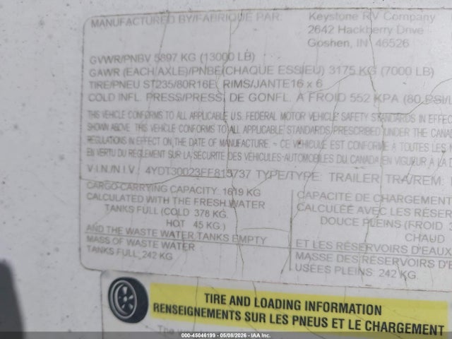 4YDT30023FF815737 Keystone Impact