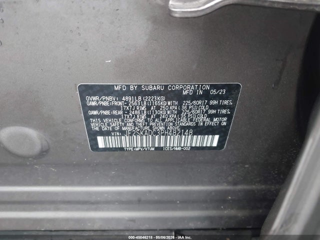 2023 Subaru Forester Premium მანქანა იყიდება აუქციონზე, vin: JF2SKADC3PH482148, აუქციონის ნომერი: 45046218