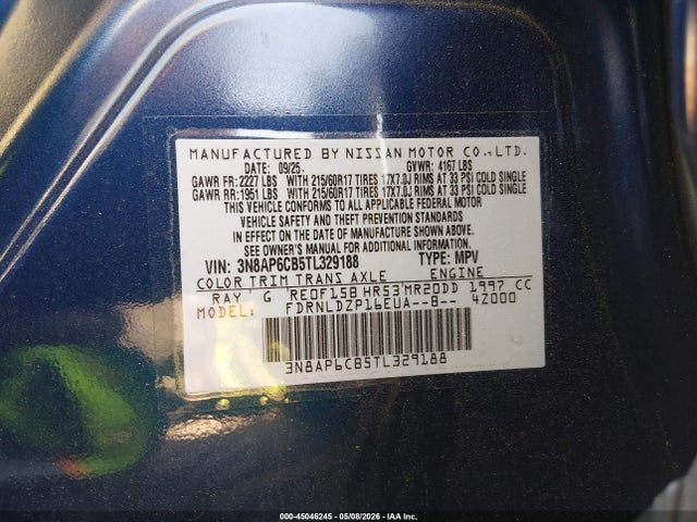 Aukcja sprzedaży 2026 Nissan Kicks Sv, vin: 3N8AP6CB5TL329188, numer aukcji: 45046245