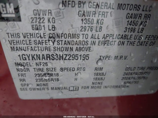 Cadillac Xt5 Standard 2017 1GYKNARS3HZ295195 Image 9
