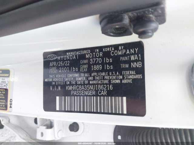 Продажа на аукционе авто 2022 Hyundai Venue Limited, vin: KMHRC8A35NU186216, номер лота: 45046367