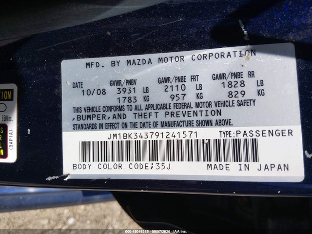 Aukcja sprzedaży 2009 Mazda Mazda3 S Grand Touring, vin: JM1BK343791241571, numer aukcji: 45046385