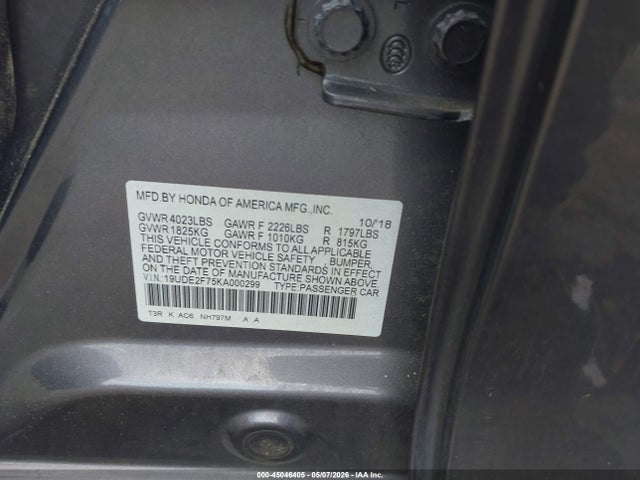 45046405 :رقم المزاد ، 19UDE2F75KA000299 vin ، 2019 Acura Ilx مزاد بيع