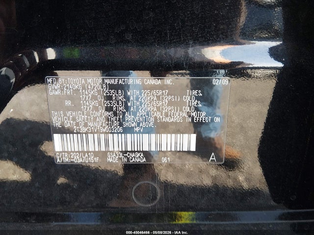 Продажа на аукционе авто 2009 Toyota Rav4 Limited V6, vin: 2T3BK31V19W003206, номер лота: 45046466