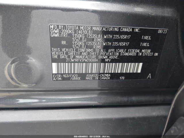 45046503 :رقم المزاد ، 2T3W1RFV3PW290884 vin ، 2023 Toyota Rav4 Xle مزاد بيع