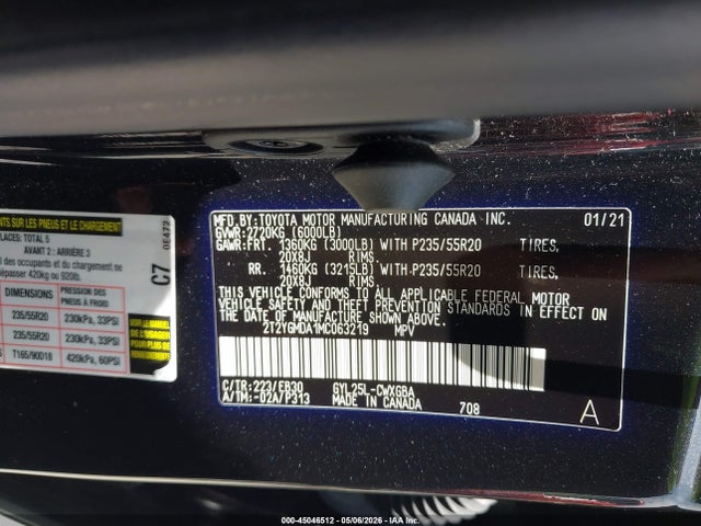 Aukcja sprzedaży 2021 Lexus Rx 450h F Sport Handling, vin: 2T2YGMDA1MC063219, numer aukcji: 45046512