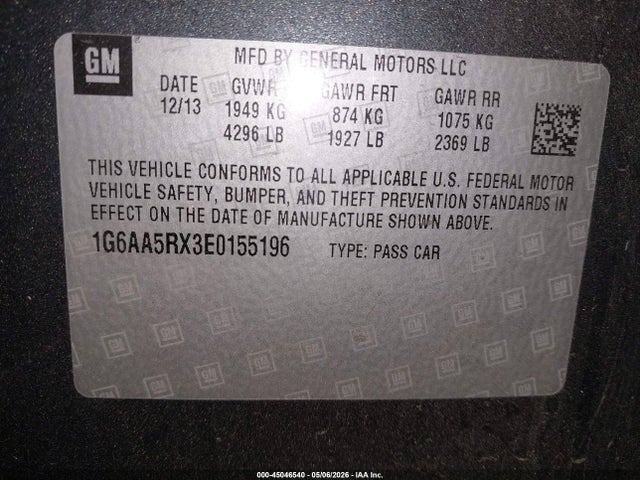 Продаж на аукціоні авто 2014 Cadillac Ats Standard, vin: 1G6AA5RX3E0155196, номер лоту: 45046540